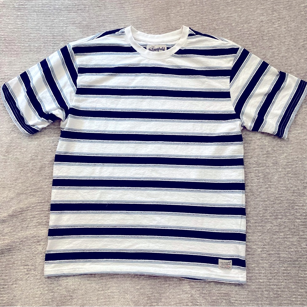 The Stronghold Striped‎ Relaxed Fit Tee Size Large Retro Americana Timeless